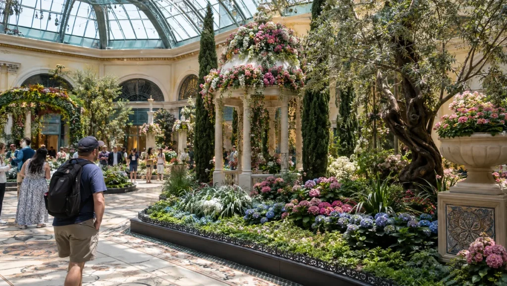 Seasonal floral display inside the Bellagio Conservatory in Las Vegas.