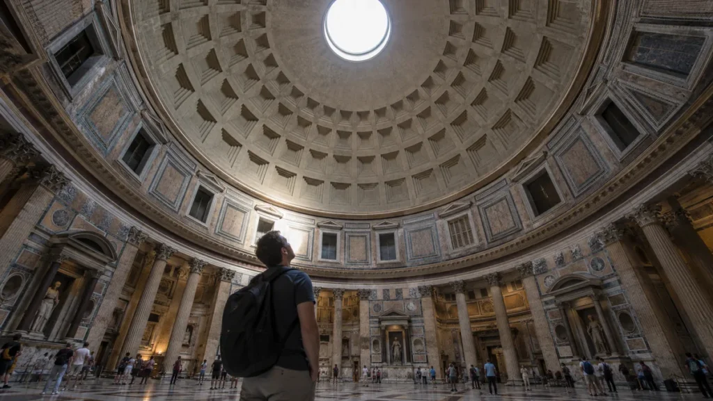 Pantheon interior showing the coffered dome and central oculus.