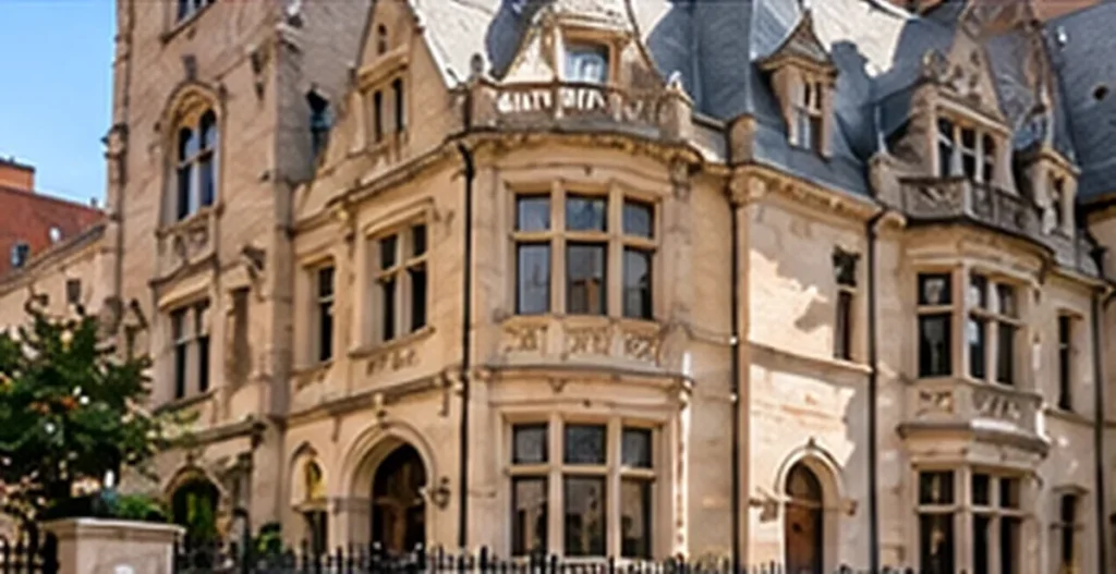 Historic Warburg Mansion with ornate limestone architecture and steep rooflines on Fifth Avenue in Manhattan.