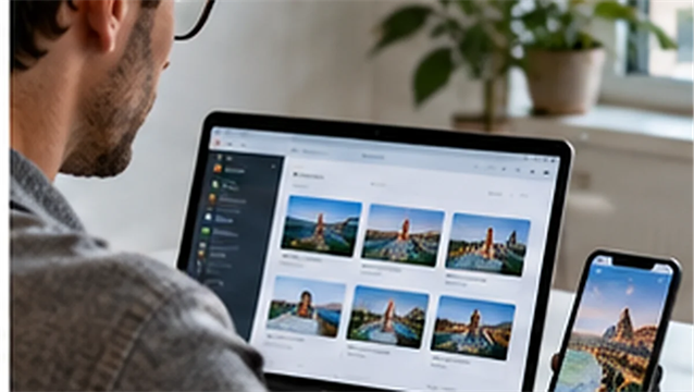 Traveler organizing flights, hotels and transport bookings on a laptop.