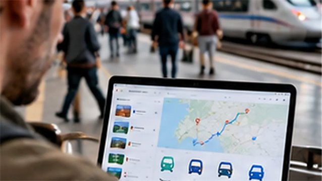 Traveler comparing train, bus and flight options for a multi-city trip.